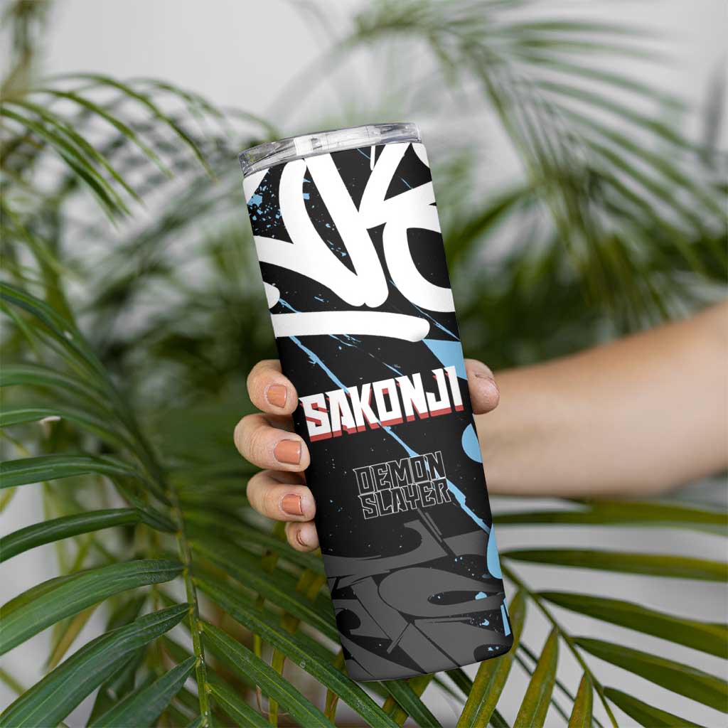 Sakonji Demon Slayer Skinny Tumbler Blue Graffiti Anime Style