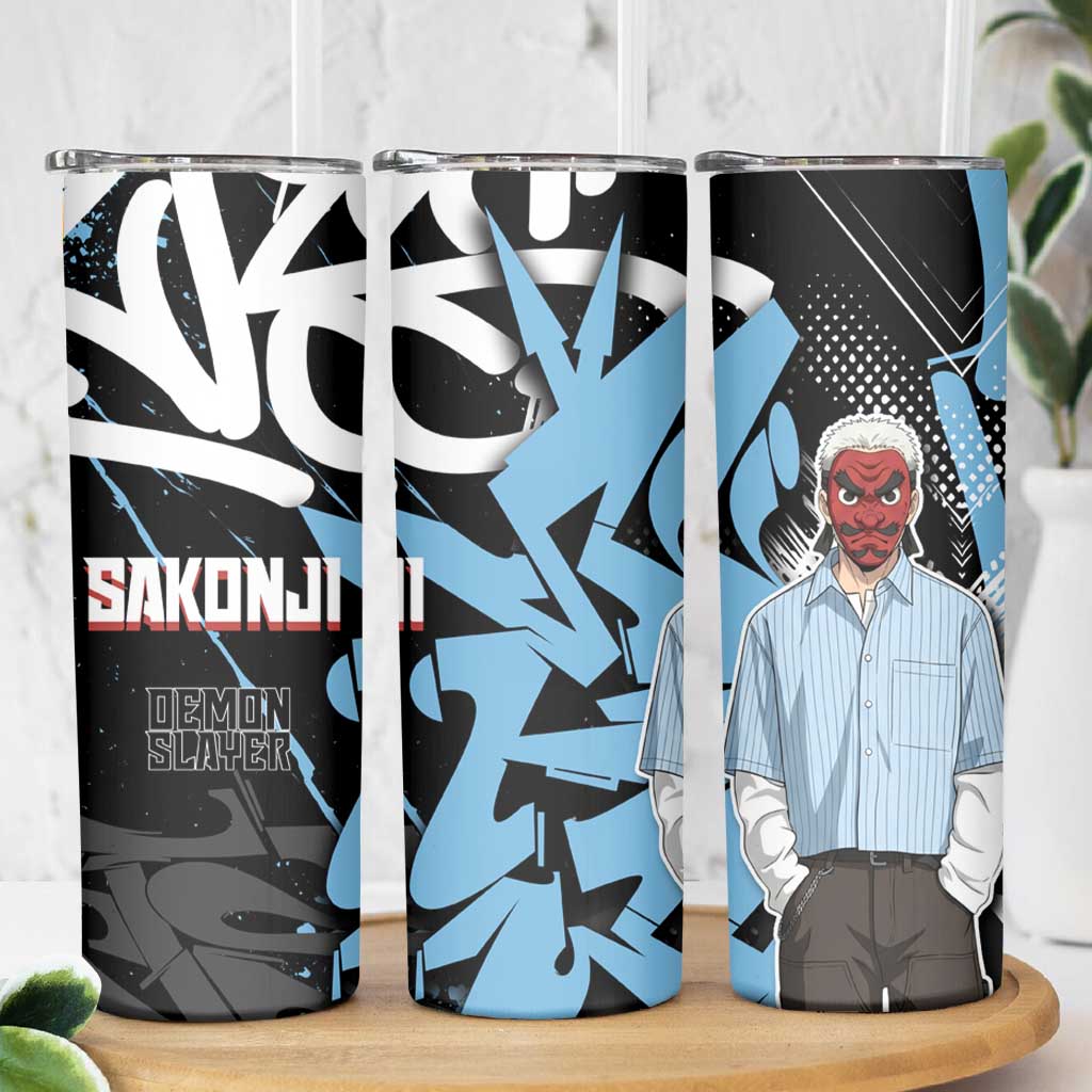 Sakonji Demon Slayer Skinny Tumbler Blue Graffiti Anime Style