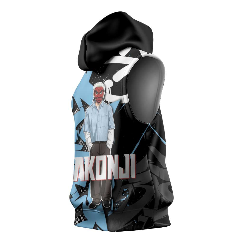 Sakonji Demon Slayer Sleeveless Hoodie Blue Graffiti Anime Style