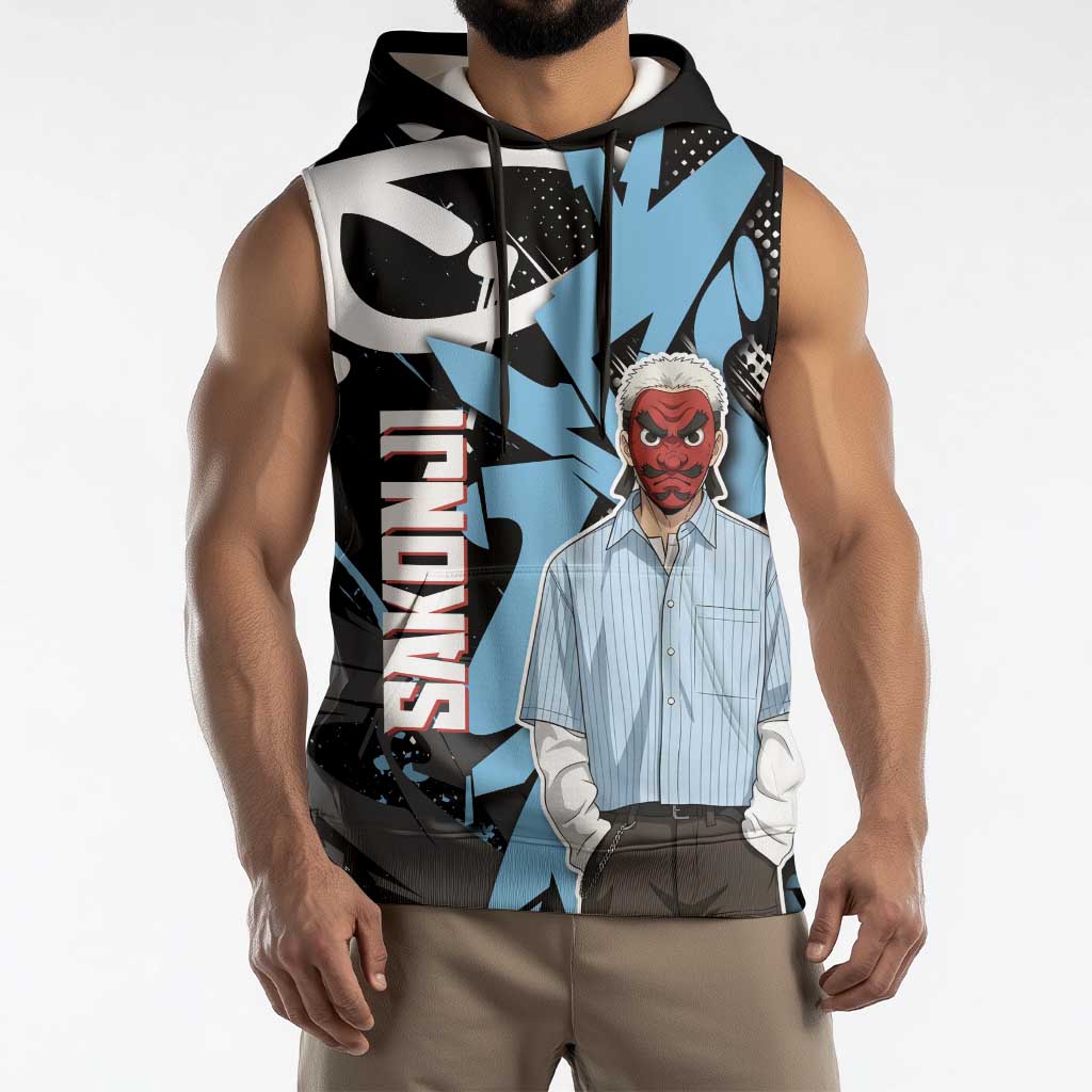Sakonji Demon Slayer Sleeveless Hoodie Blue Graffiti Anime Style