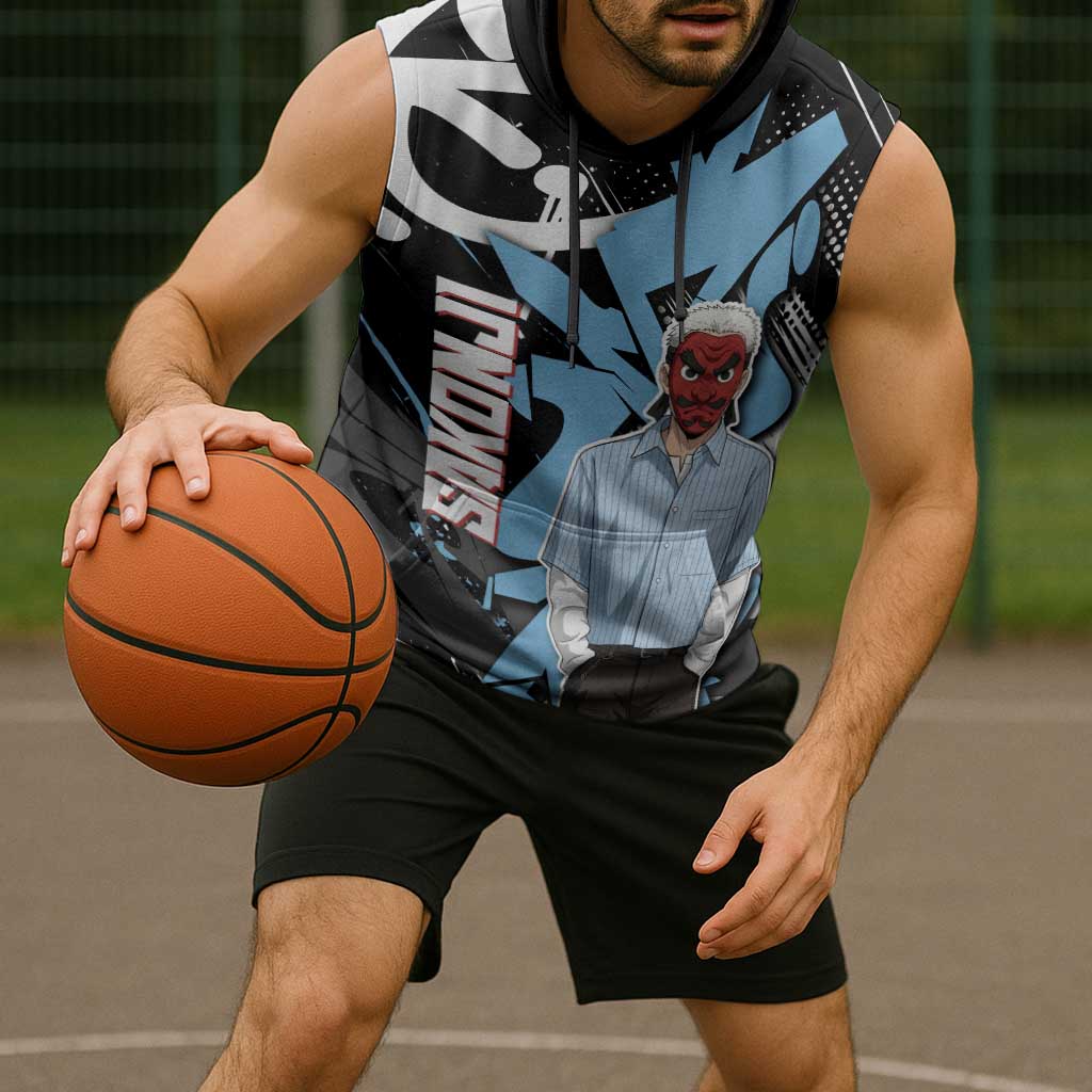 Sakonji Demon Slayer Sleeveless Hoodie Blue Graffiti Anime Style