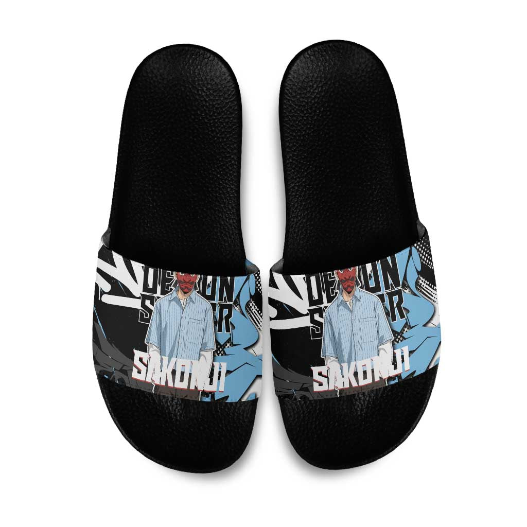 Sakonji Demon Slayer Slide Sandals Blue Graffiti Anime Style