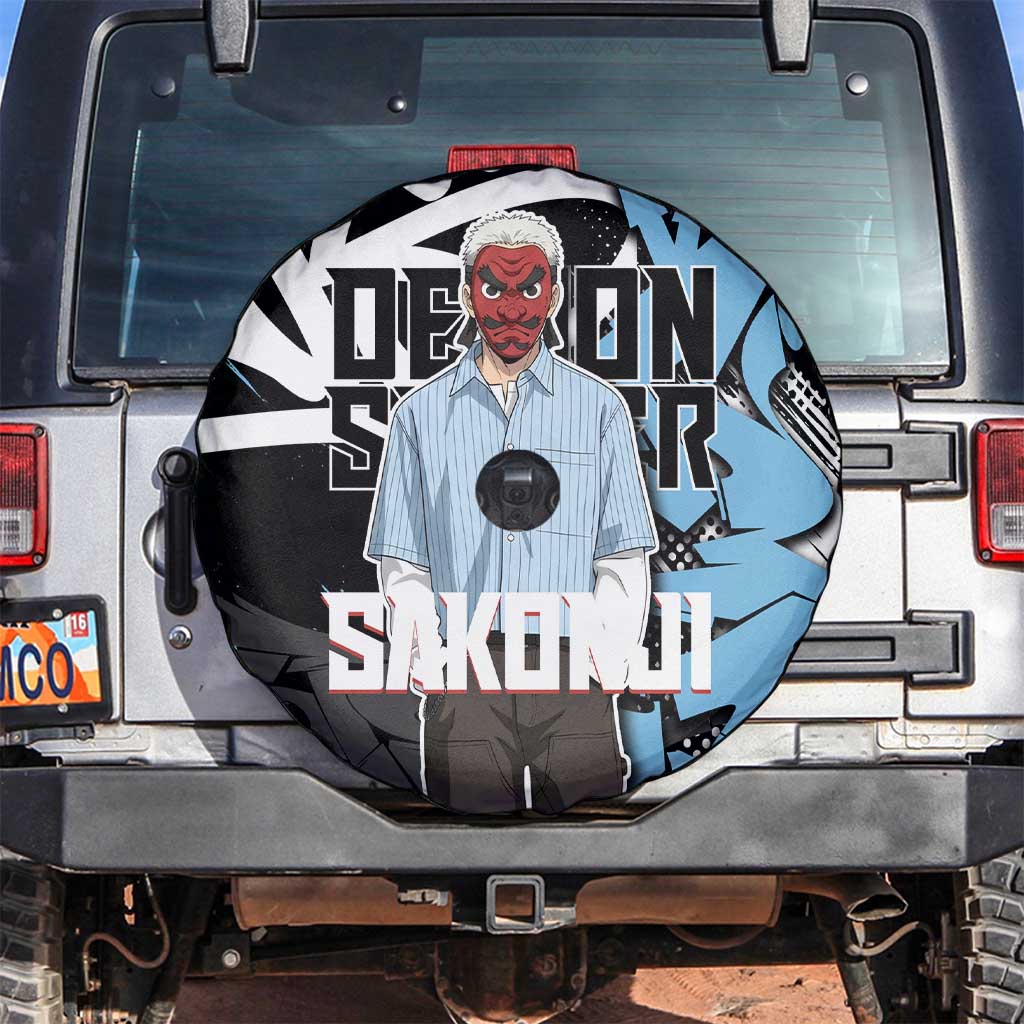 Sakonji Demon Slayer Spare Tire Cover Blue Graffiti Anime Style