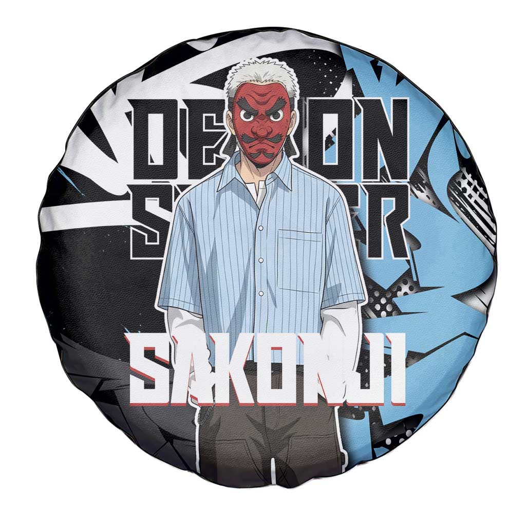 Sakonji Demon Slayer Spare Tire Cover Blue Graffiti Anime Style