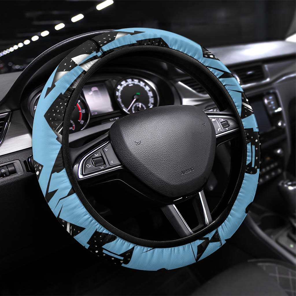 Sakonji Demon Slayer Steering Wheel Cover Blue Graffiti Anime Style