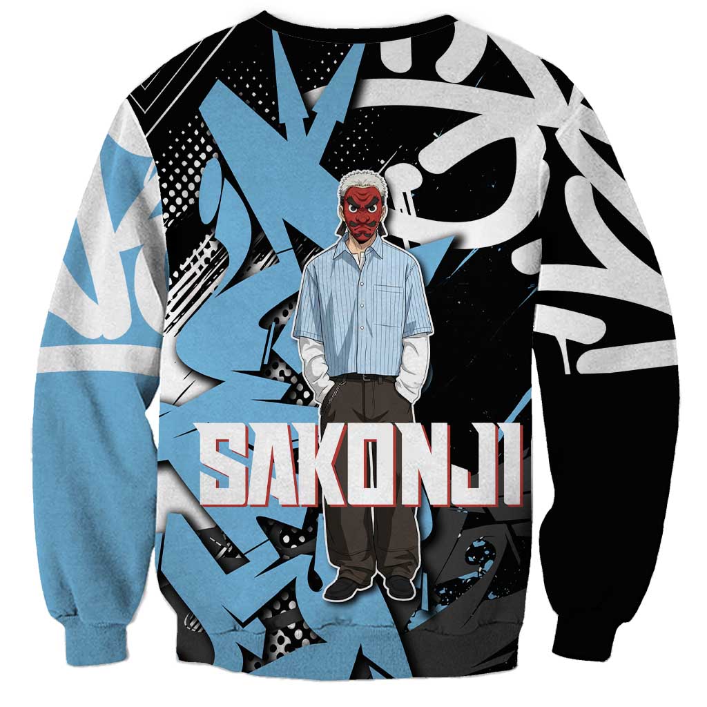 Sakonji Demon Slayer Sweatshirt Blue Graffiti Anime Style