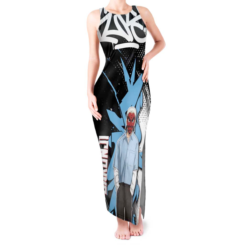 Sakonji Demon Slayer Tank Maxi Dress Blue Graffiti Anime Style