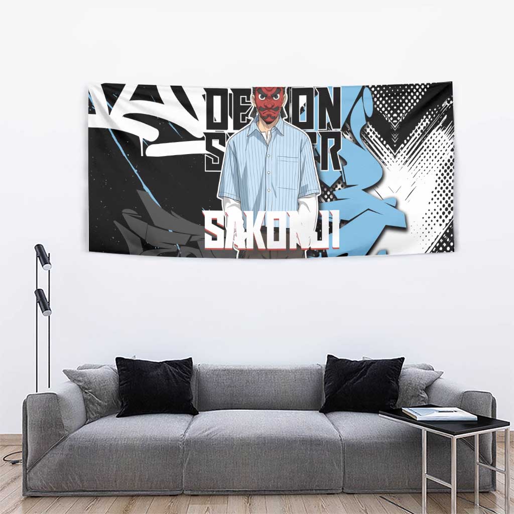 Sakonji Demon Slayer Tapestry Blue Graffiti Anime Style