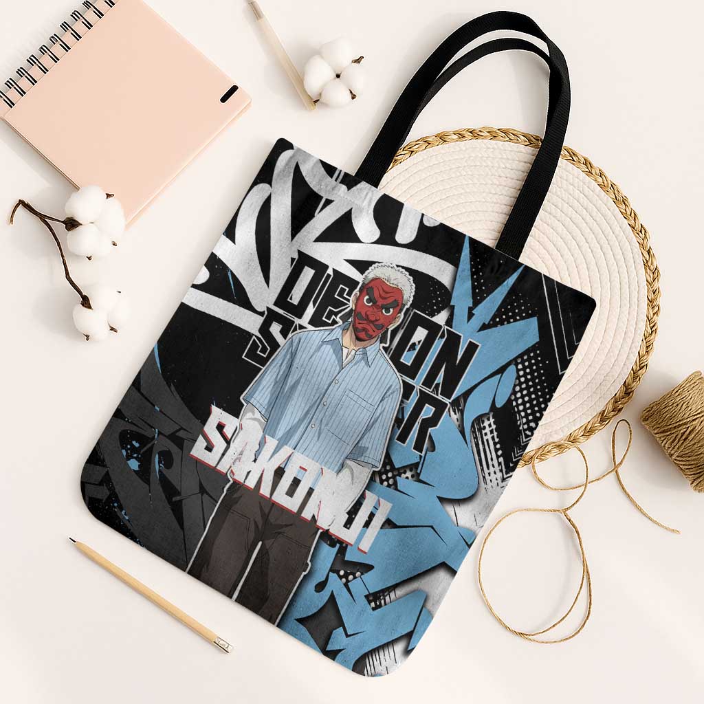Sakonji Demon Slayer Tote Bag Blue Graffiti Anime Style