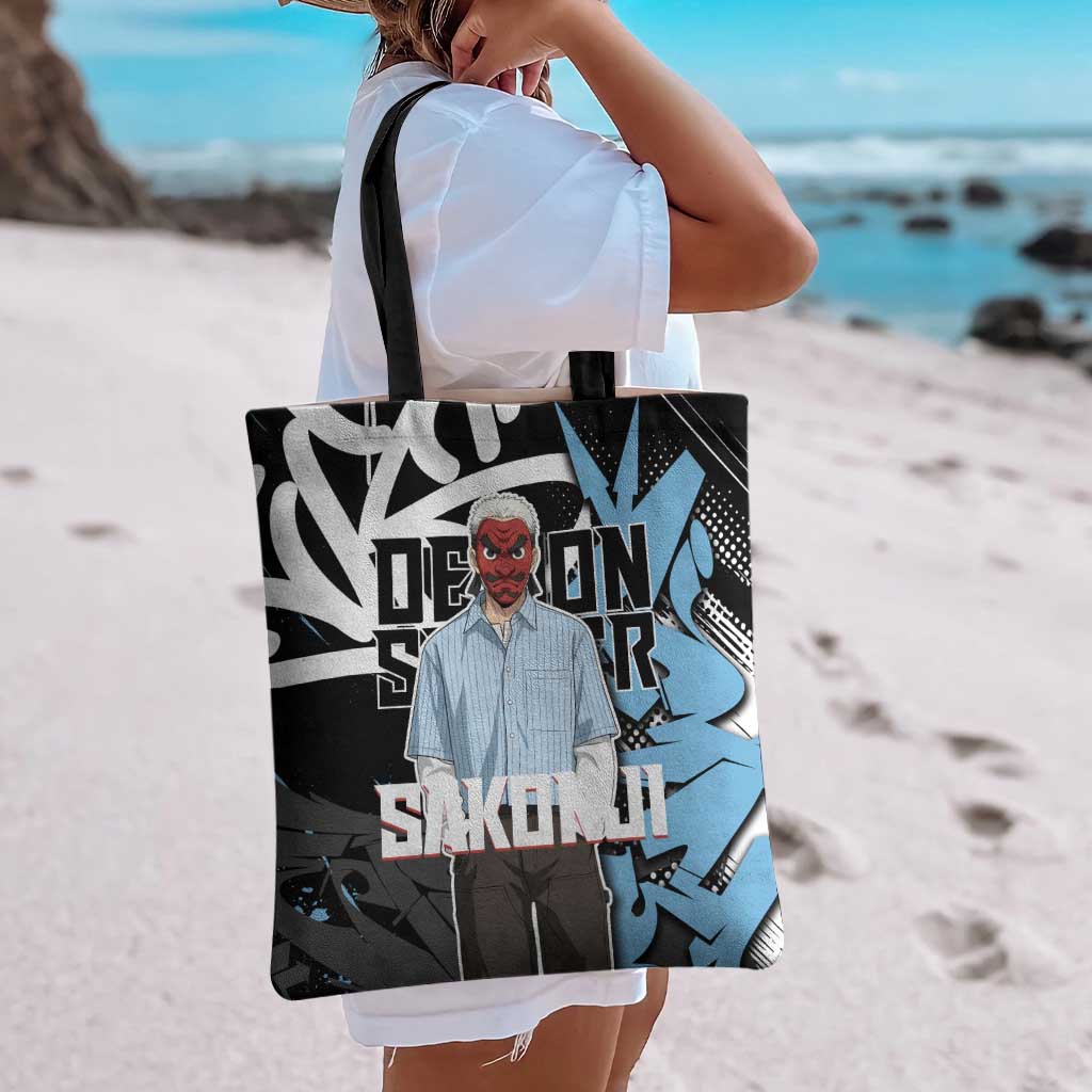 Sakonji Demon Slayer Tote Bag Blue Graffiti Anime Style