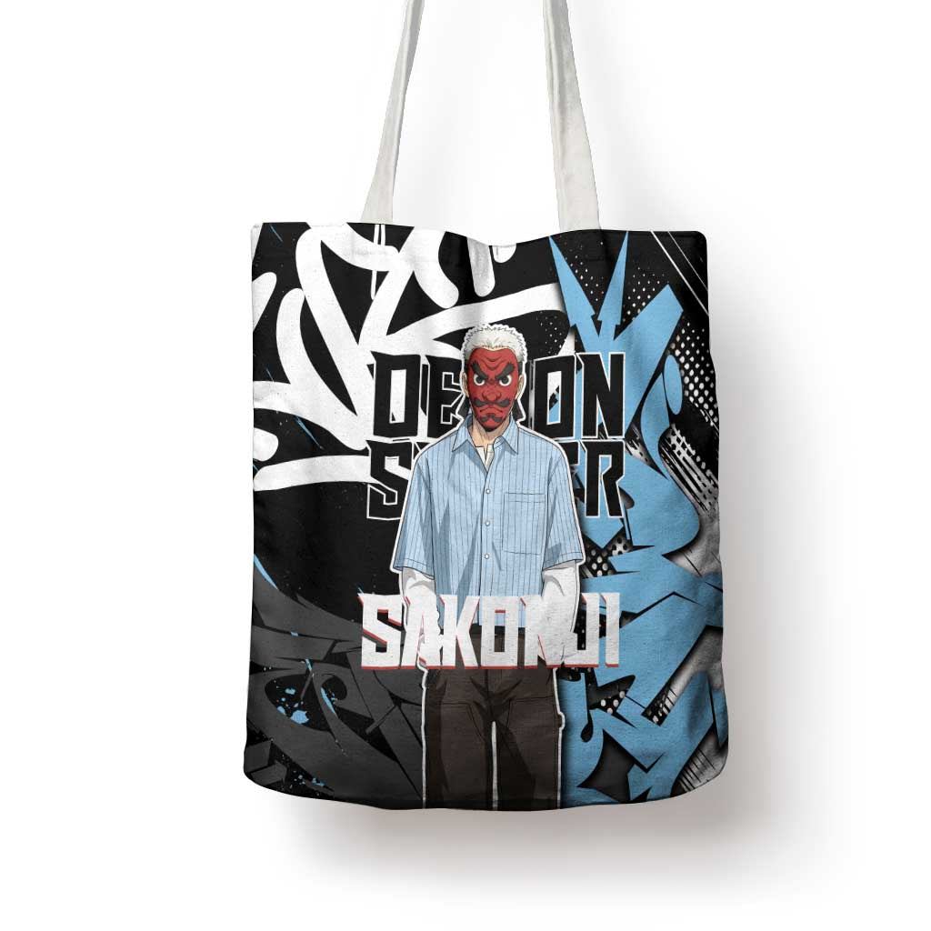 Sakonji Demon Slayer Tote Bag Blue Graffiti Anime Style