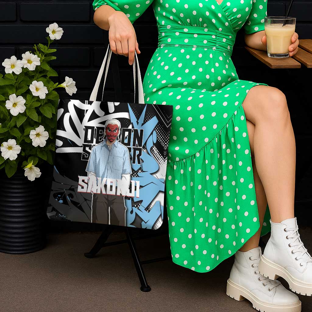 Sakonji Demon Slayer Tote Bag Blue Graffiti Anime Style