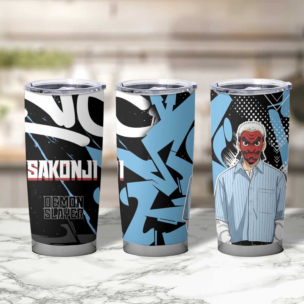 Sakonji Demon Slayer Tumbler Cup Blue Graffiti Anime Style