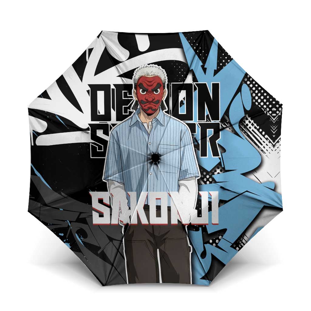 Sakonji Demon Slayer Umbrella Blue Graffiti Anime Style
