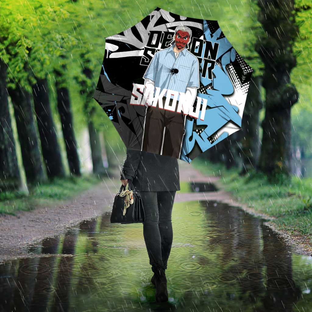 Sakonji Demon Slayer Umbrella Blue Graffiti Anime Style