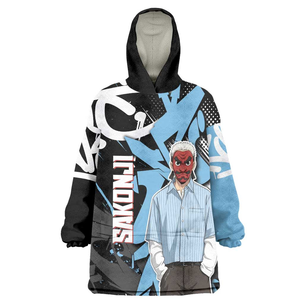 Sakonji Demon Slayer Wearable Blanket Hoodie Blue Graffiti Anime Style