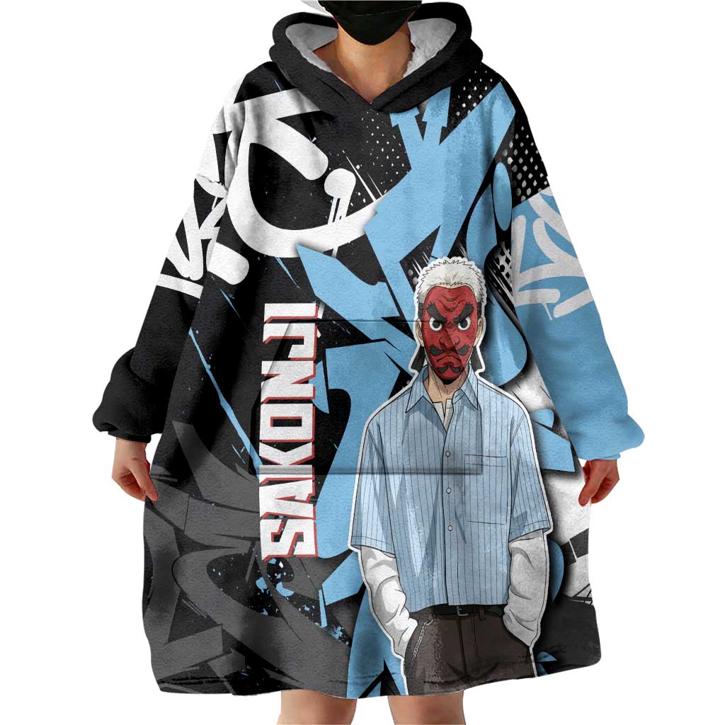 Sakonji Demon Slayer Wearable Blanket Hoodie Blue Graffiti Anime Style