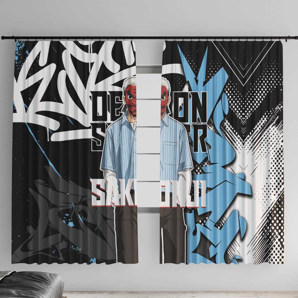 Sakonji Demon Slayer Window Curtain Blue Graffiti Anime Style