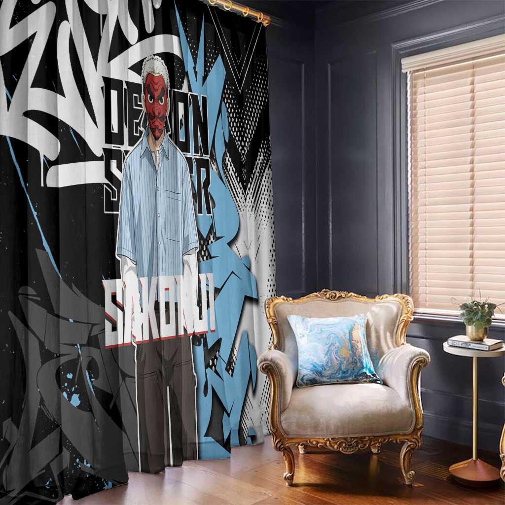 Sakonji Demon Slayer Window Curtain Blue Graffiti Anime Style