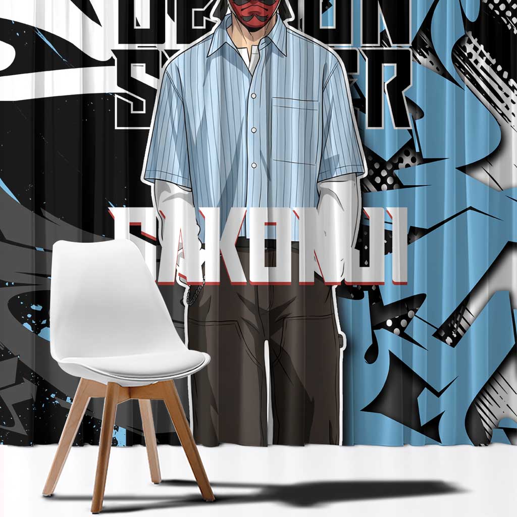 Sakonji Demon Slayer Window Curtain Blue Graffiti Anime Style