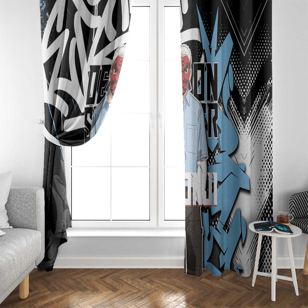 Sakonji Demon Slayer Window Curtain Blue Graffiti Anime Style