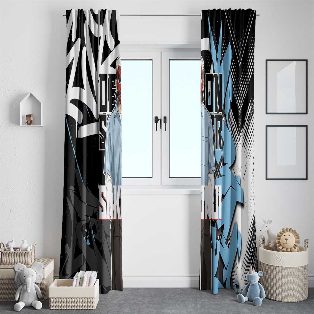 Sakonji Demon Slayer Window Curtain Blue Graffiti Anime Style