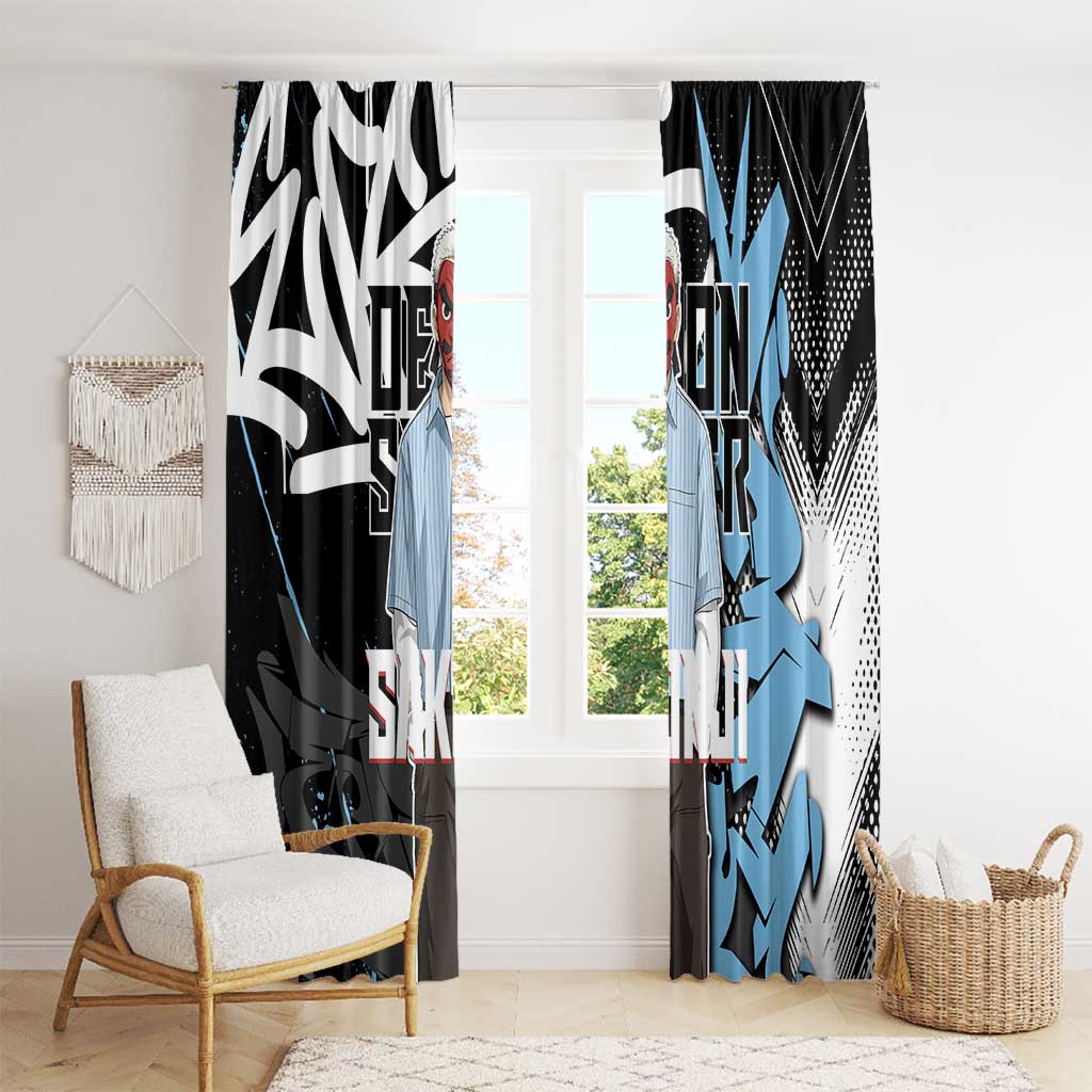 Sakonji Demon Slayer Window Curtain Blue Graffiti Anime Style