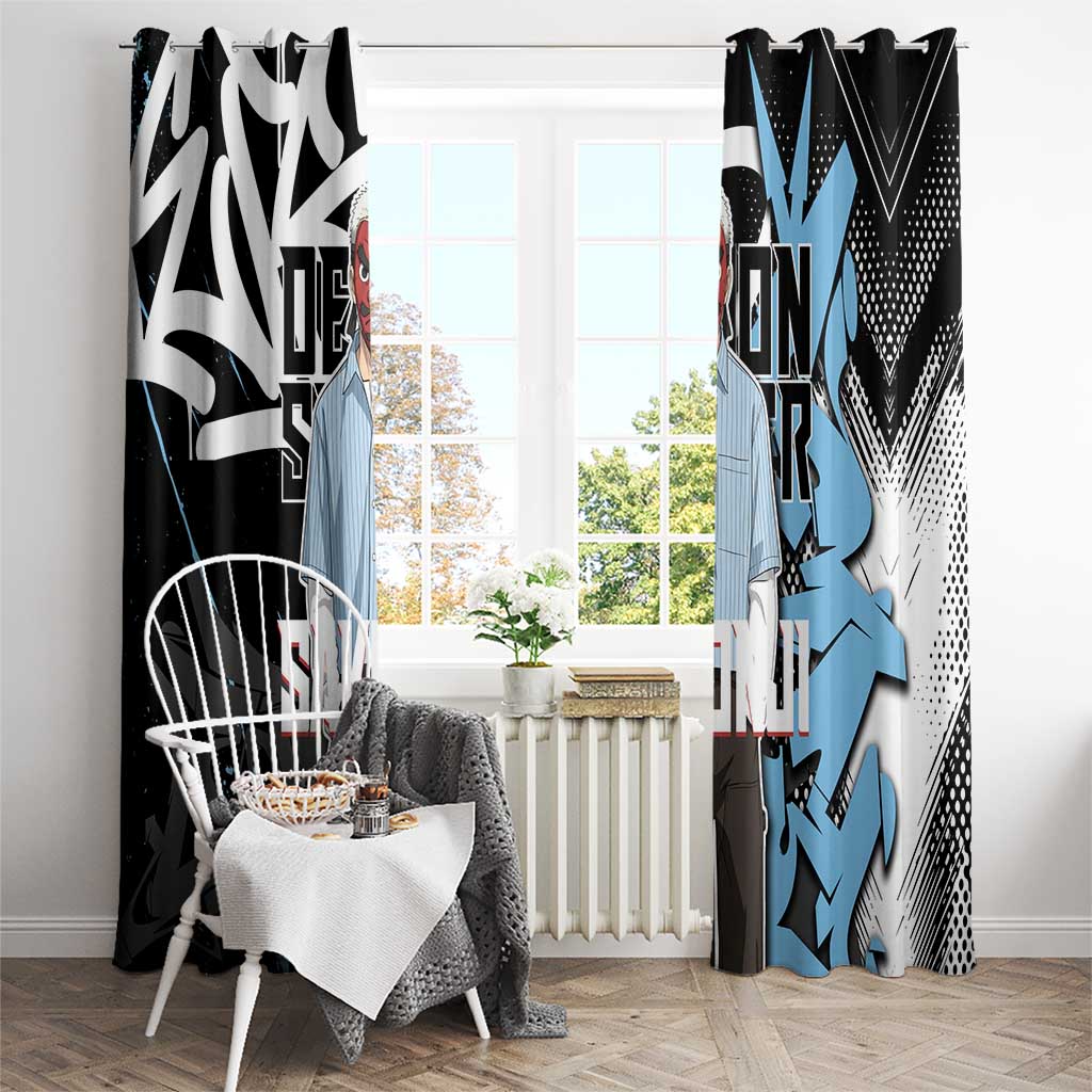 Sakonji Demon Slayer Window Curtain Blue Graffiti Anime Style