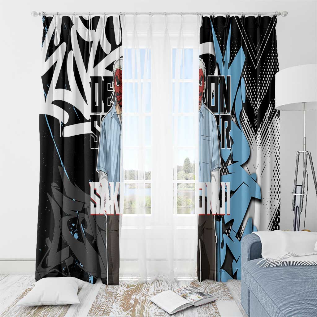 Sakonji Demon Slayer Window Curtain Blue Graffiti Anime Style