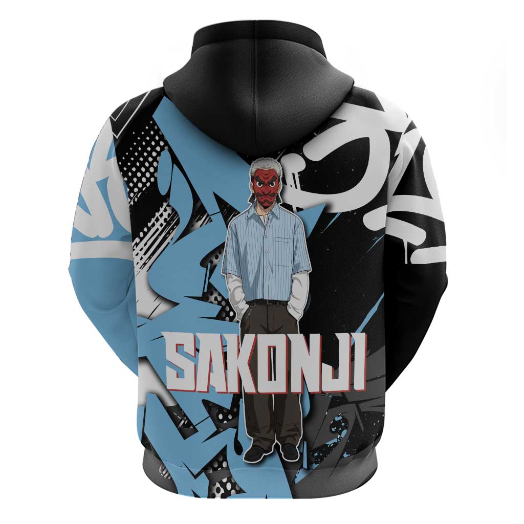 Sakonji Demon Slayer Zip Hoodie Blue Graffiti Anime Style
