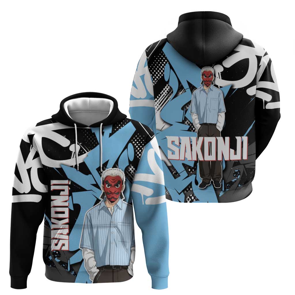 Sakonji Demon Slayer Zip Hoodie Blue Graffiti Anime Style