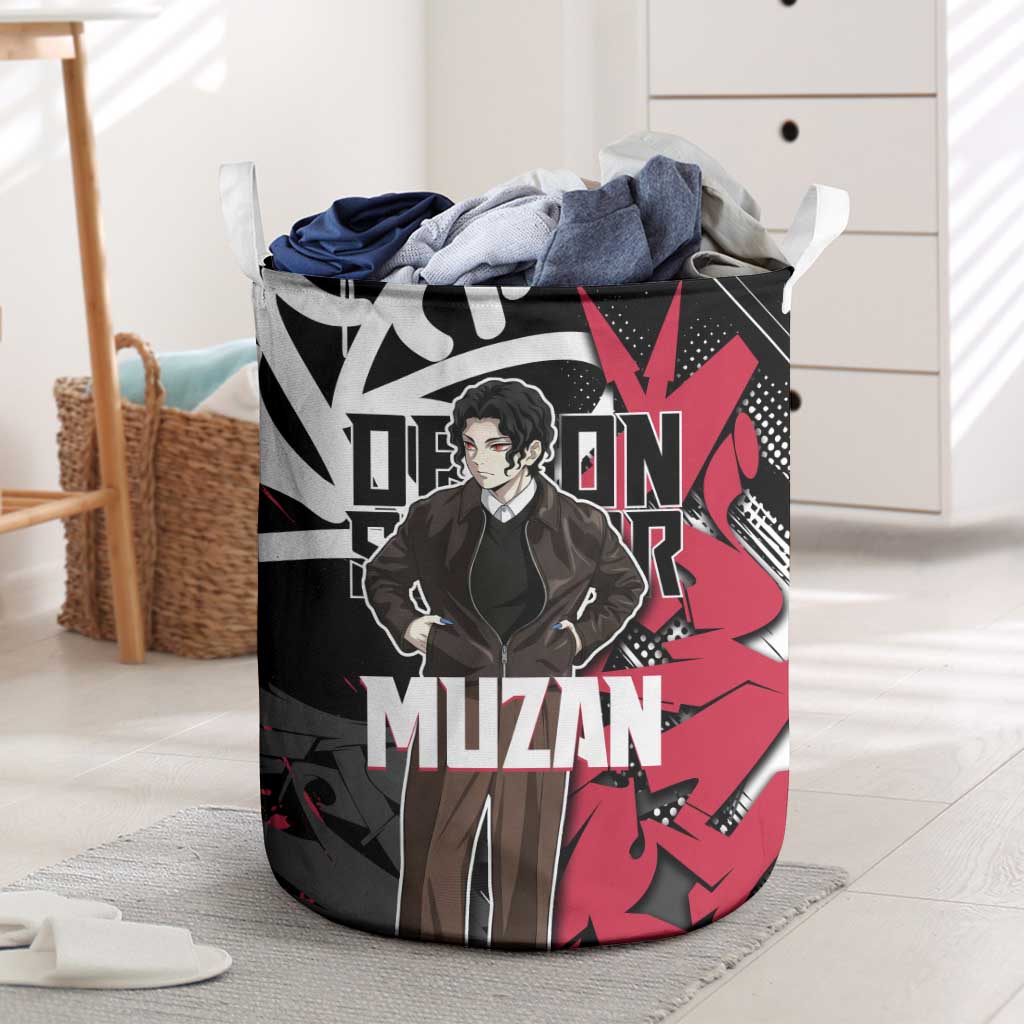Muzan Demon Slayer Laundry Basket Red Graffiti Anime Aesthetic