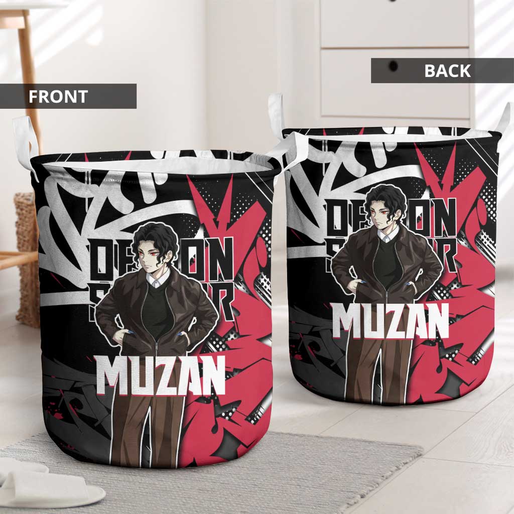 Muzan Demon Slayer Laundry Basket Red Graffiti Anime Aesthetic