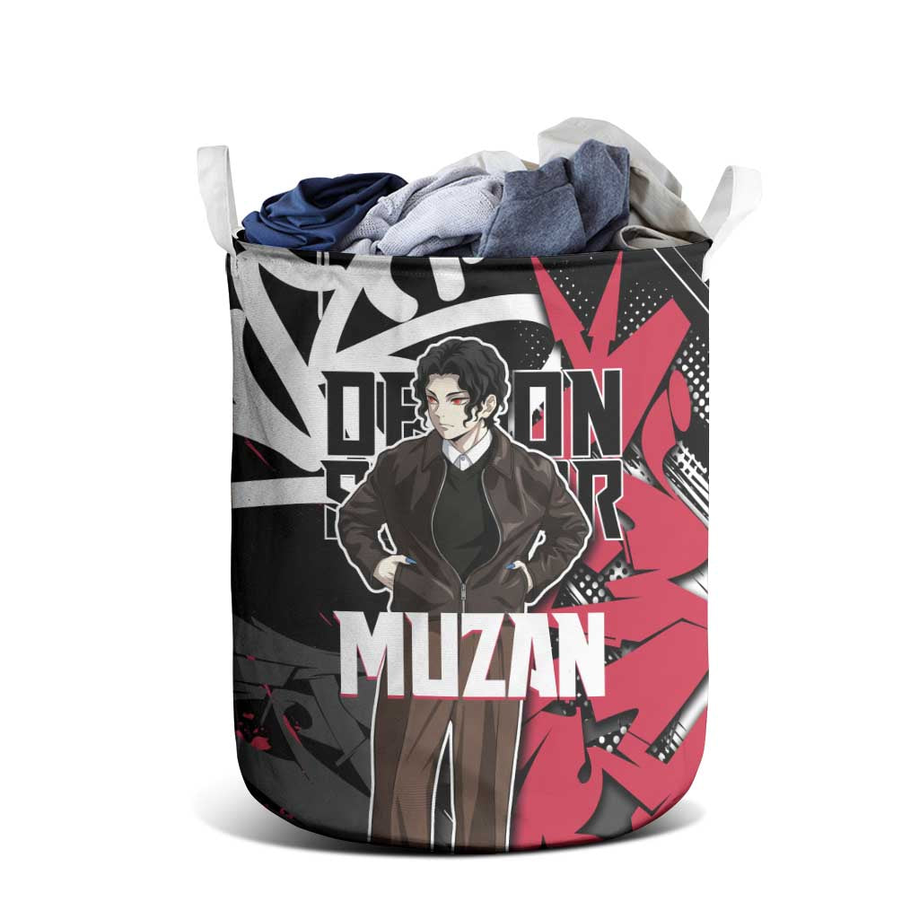 Muzan Demon Slayer Laundry Basket Red Graffiti Anime Aesthetic