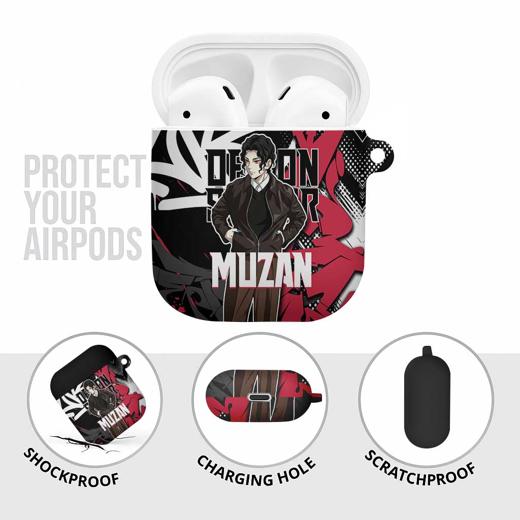 Muzan Demon Slayer AirPods Case Red Graffiti Anime Aesthetic