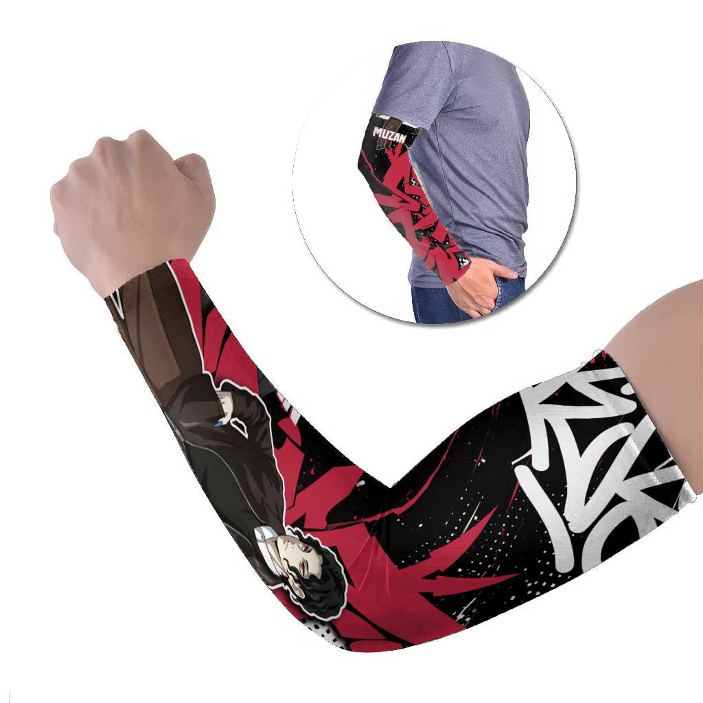 Muzan Demon Slayer Arm Sleeves Red Graffiti Anime Aesthetic