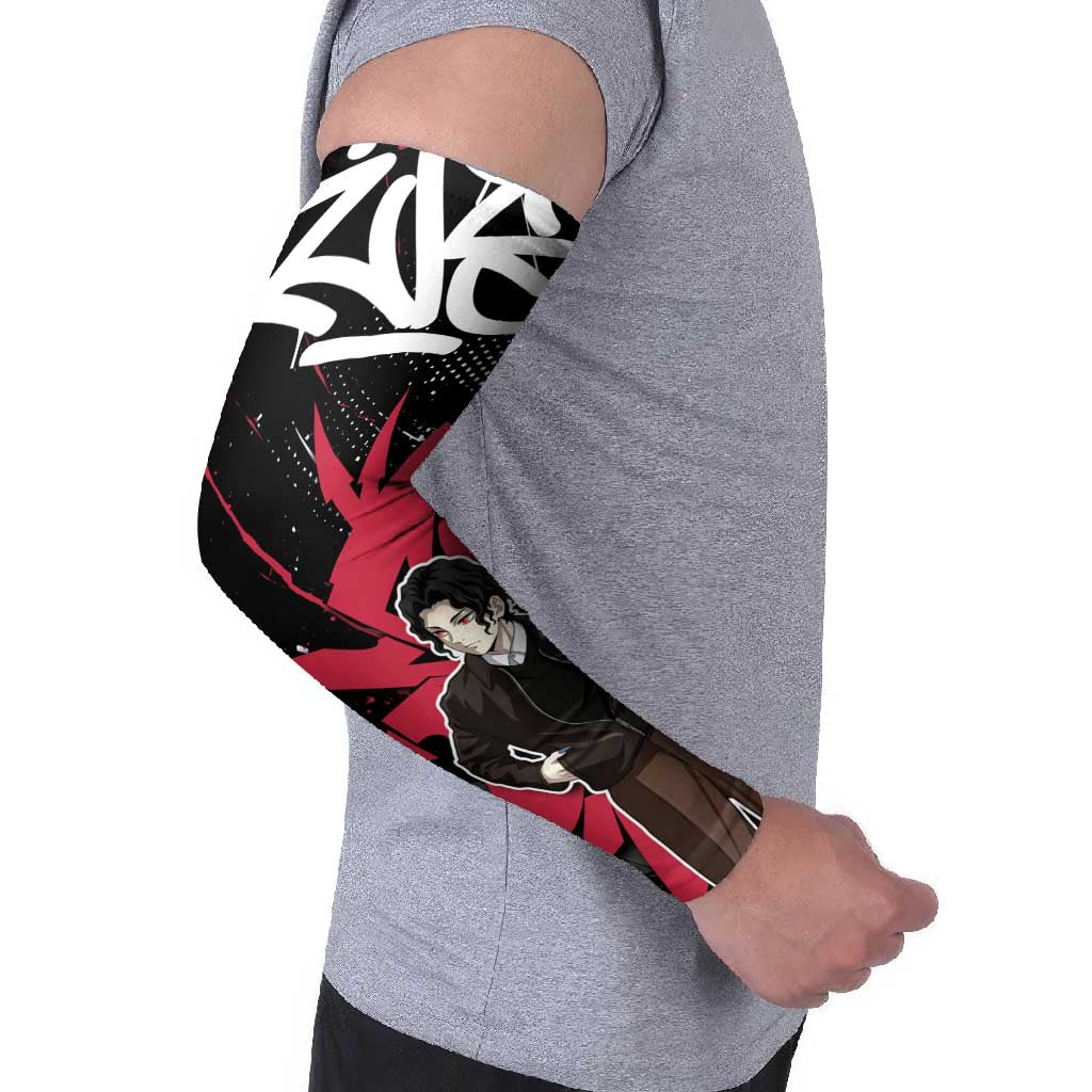 Muzan Demon Slayer Arm Sleeves Red Graffiti Anime Aesthetic