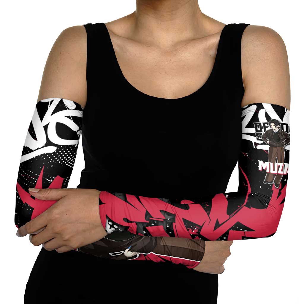 Muzan Demon Slayer Arm Sleeves Red Graffiti Anime Aesthetic