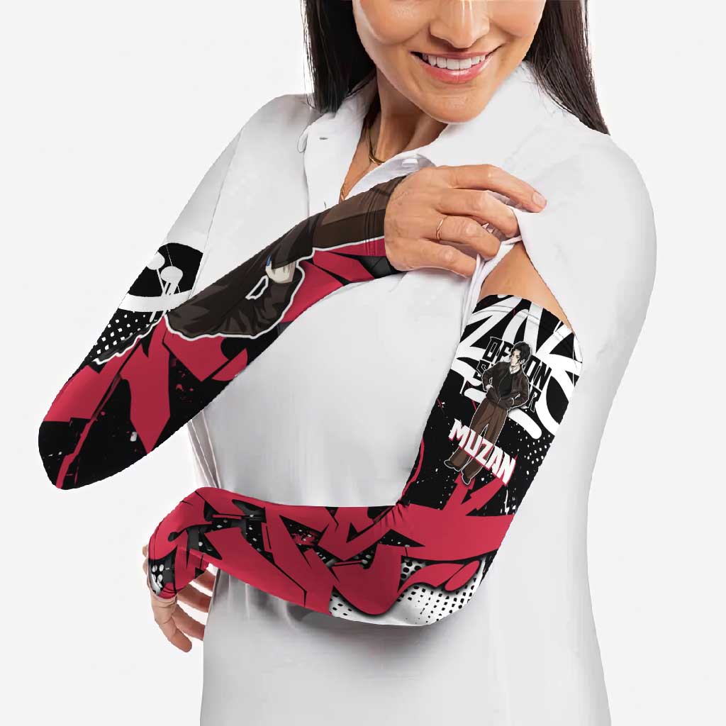 Muzan Demon Slayer Arm Sleeves Red Graffiti Anime Aesthetic