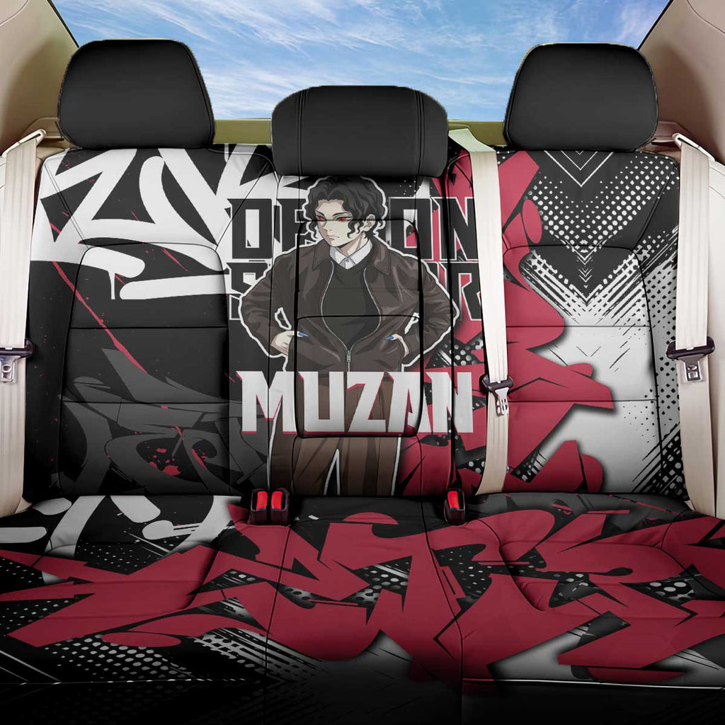 Muzan Demon Slayer Back Car Seat Cover Red Graffiti Anime Aesthetic