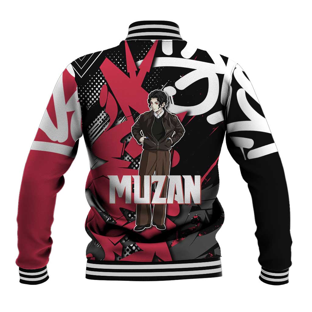Muzan Demon Slayer Baseball Jacket Red Graffiti Anime Aesthetic
