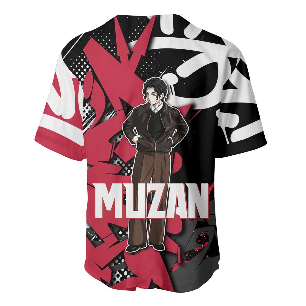 Muzan Demon Slayer Baseball Jersey Red Graffiti Anime Aesthetic