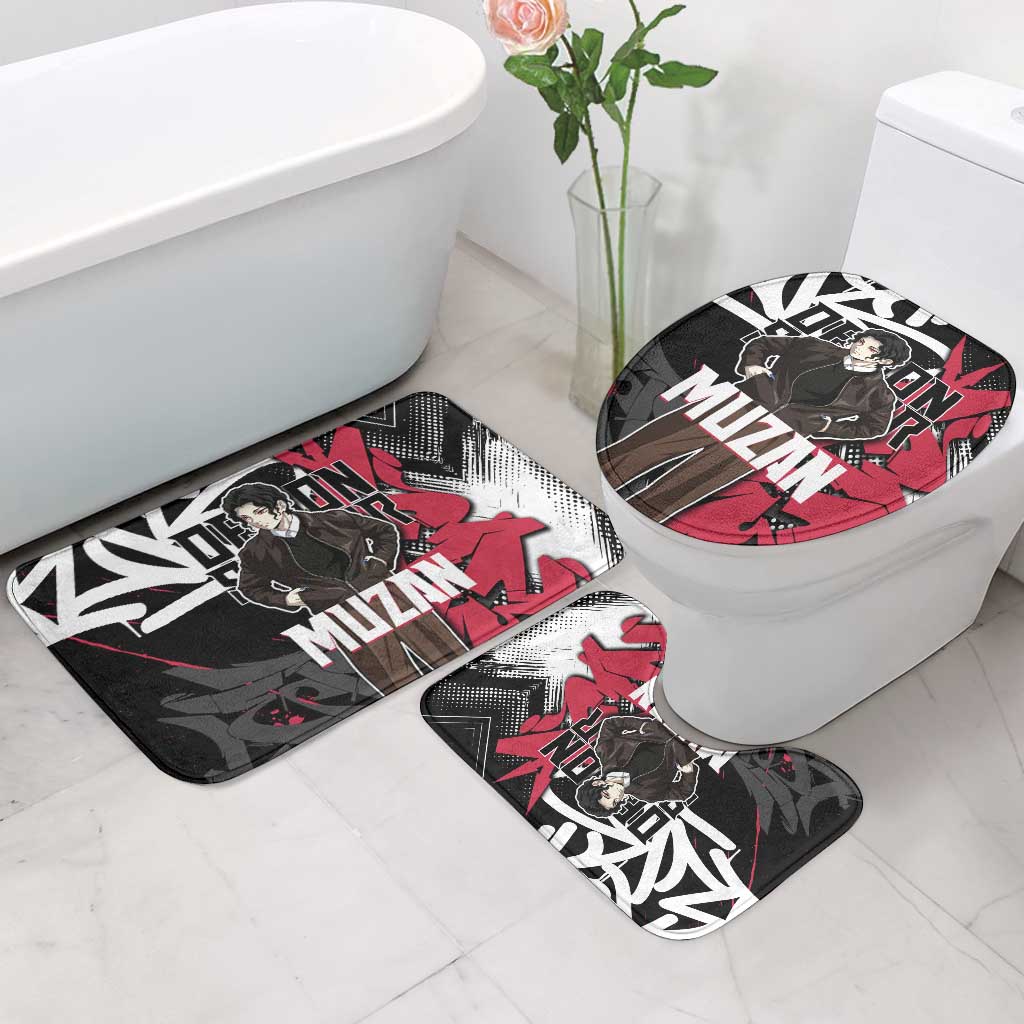 Muzan Demon Slayer Bathroom Set Red Graffiti Anime Aesthetic