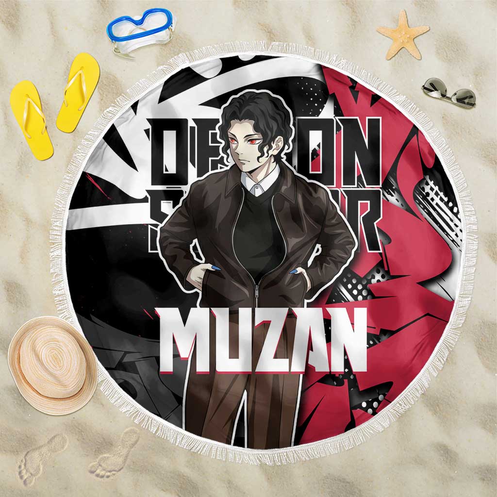 Muzan Demon Slayer Beach Blanket Red Graffiti Anime Aesthetic