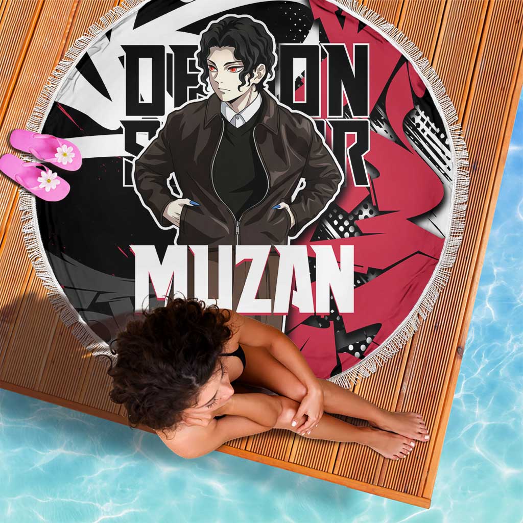 Muzan Demon Slayer Beach Blanket Red Graffiti Anime Aesthetic
