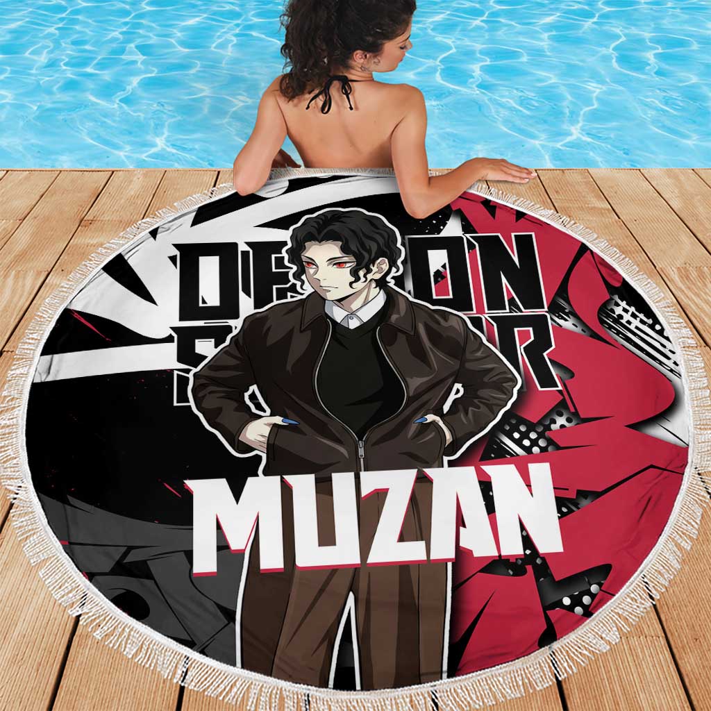 Muzan Demon Slayer Beach Blanket Red Graffiti Anime Aesthetic
