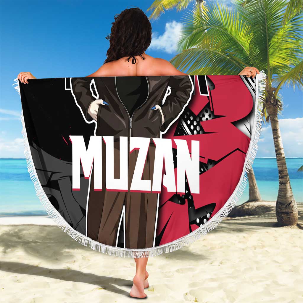 Muzan Demon Slayer Beach Blanket Red Graffiti Anime Aesthetic