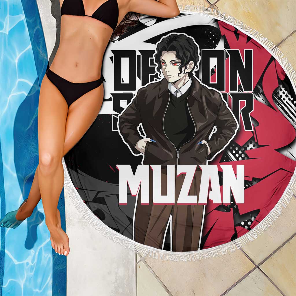 Muzan Demon Slayer Beach Blanket Red Graffiti Anime Aesthetic