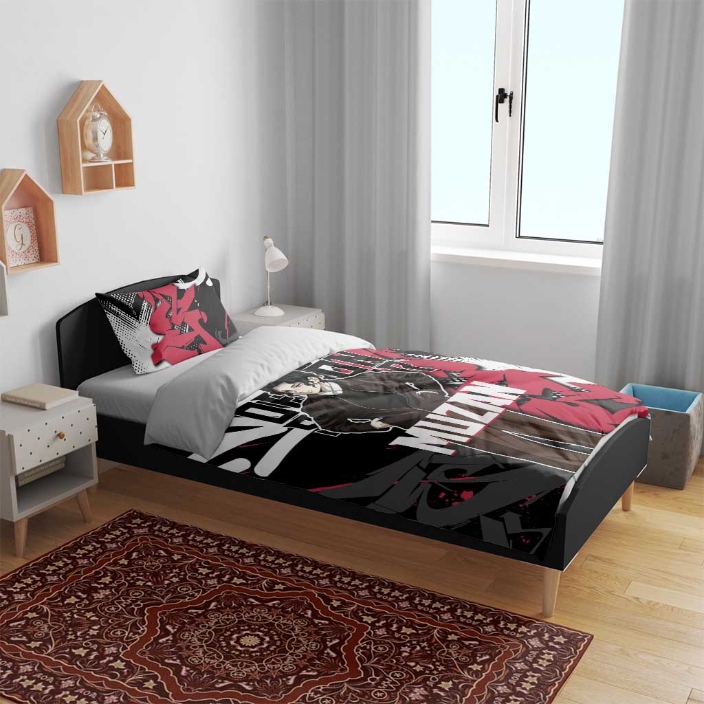 Muzan Demon Slayer Bedding Set Red Graffiti Anime Aesthetic