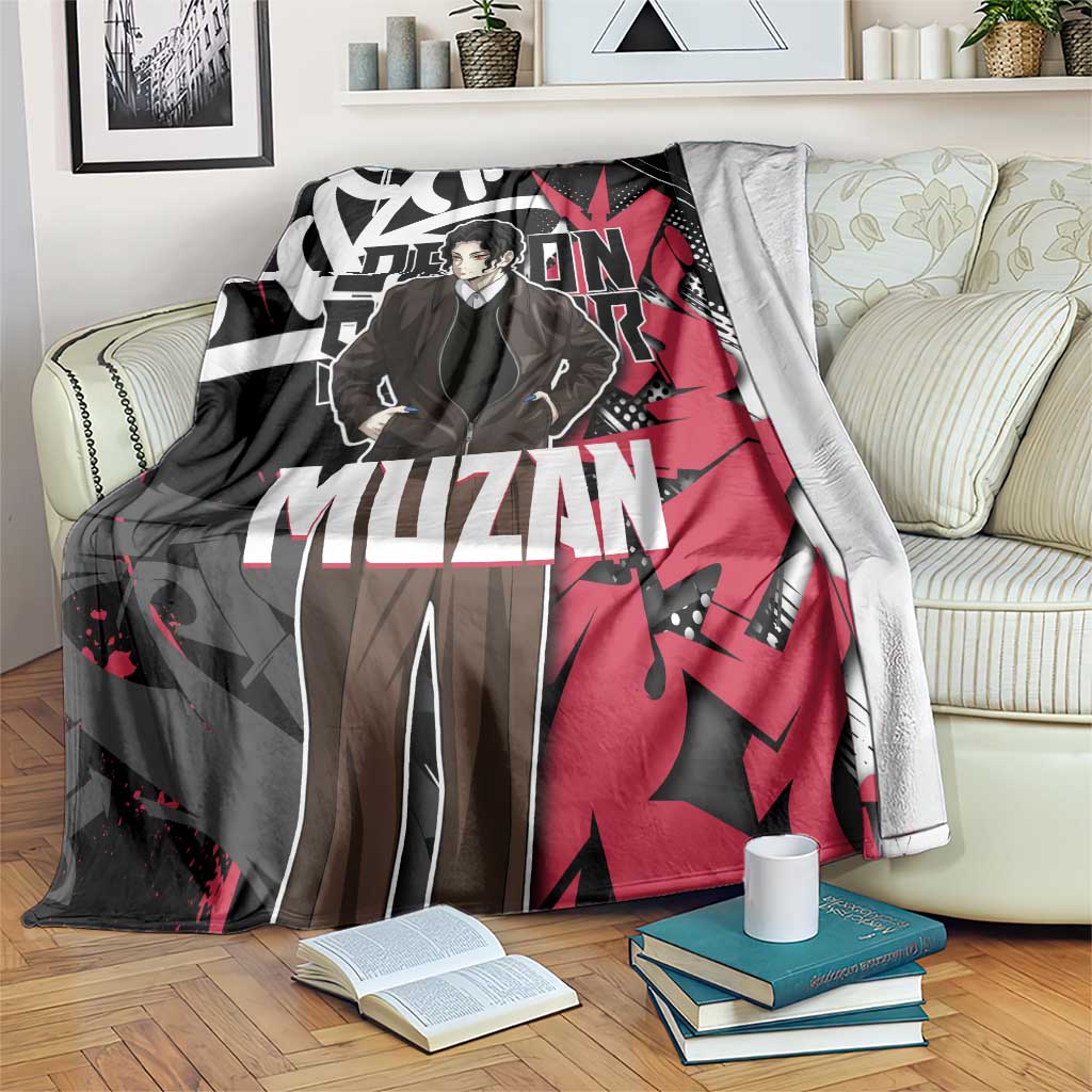 Muzan Demon Slayer Blanket Red Graffiti Anime Aesthetic